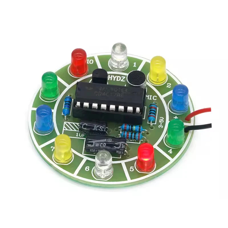 Diy Electronics Lab - CD4017 Kolorowe sterowanie głosem Obrotowy zestaw