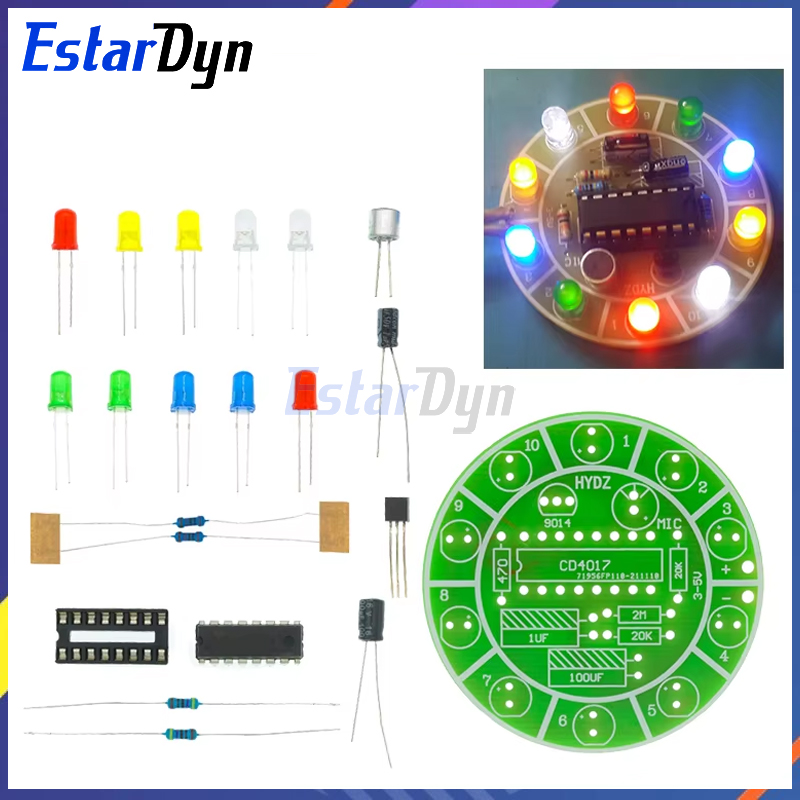 Diy Electronics Lab - Estardyn CD4017 kolorowe sterowanie głosem obrotowy