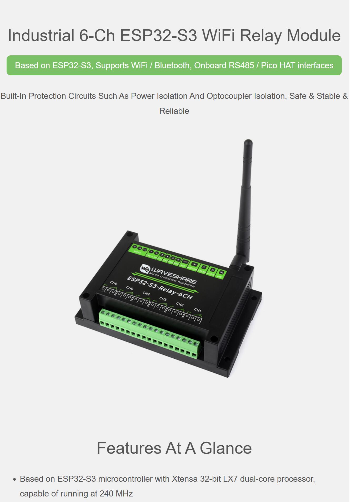 Esp32 Wifi Bluetooth - Przemysłowy 6-kanałowy moduł przekaźnikowy ESP32-S3 WiFi